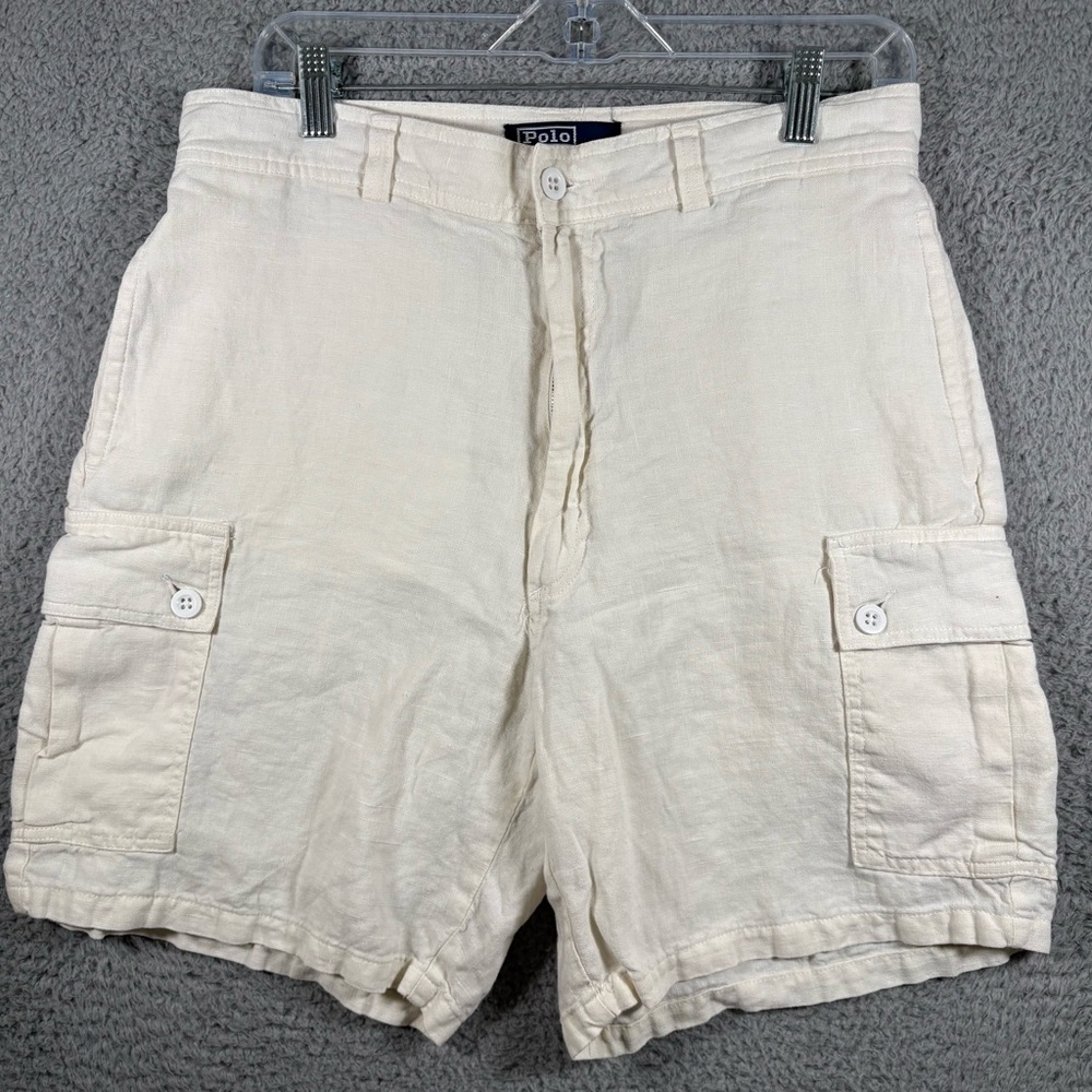 Vintage Polo Ralph Lauren Cargo Shorts Men’s Linen White